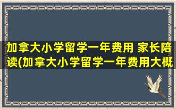 加拿大小学留学一年费用 家长陪读(加拿大小学留学一年费用大概多少)